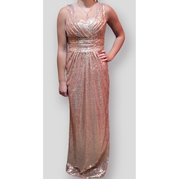 Formal Long Dress Prom Size 4 Peach - Picture 2 of 9